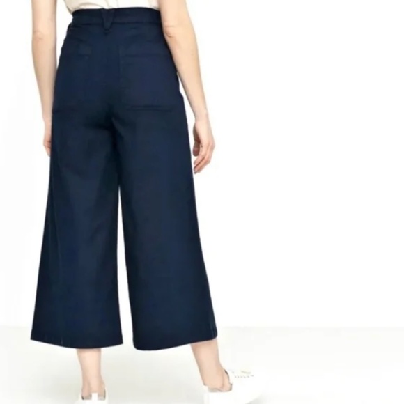 J. Crew Women's Point Sur Washed Wide-Leg Crop Navy Blue Pant Size 29 - Picture 3 of 15